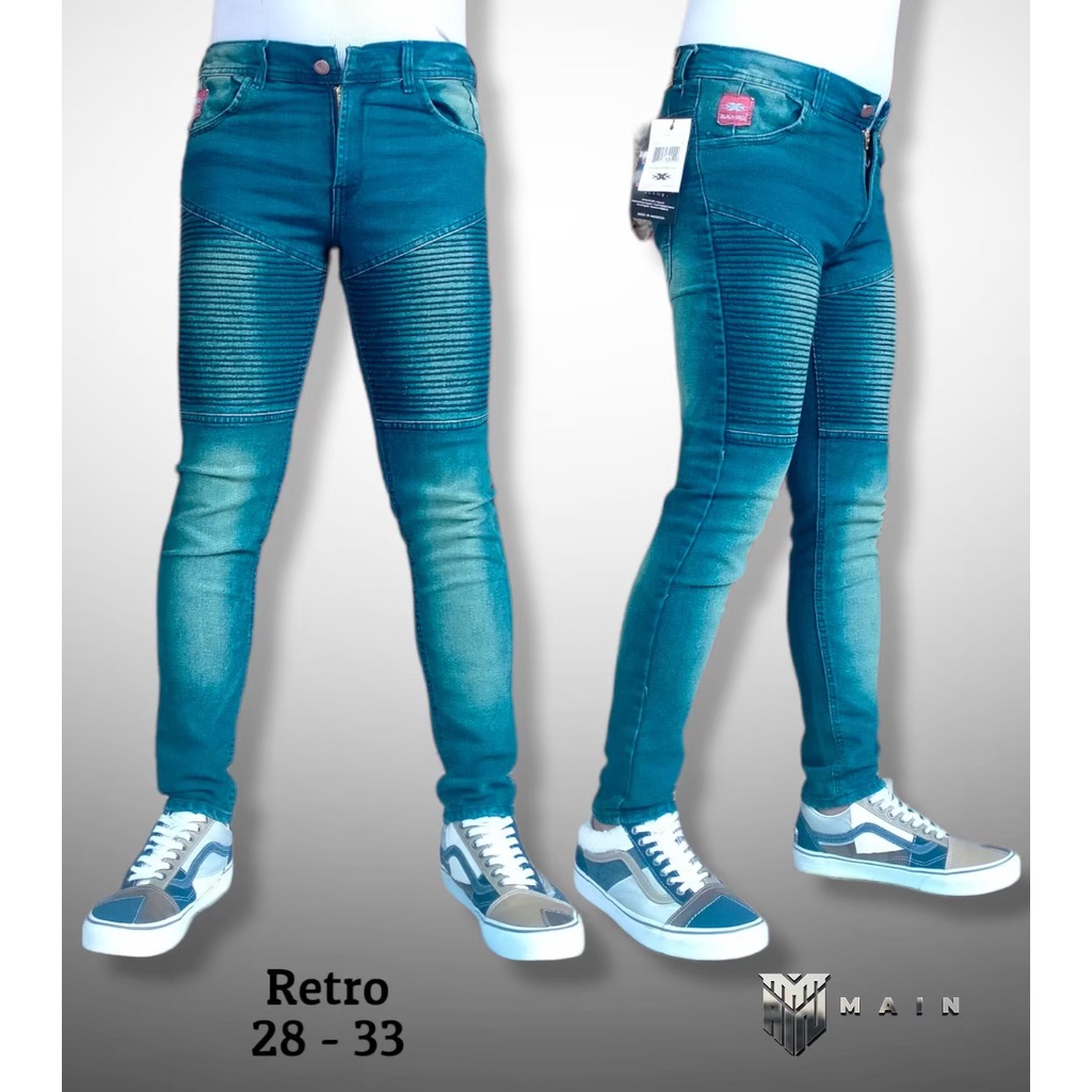 Celana Jeans Biker - Celana Jeans Pria - Celana Denim Streach