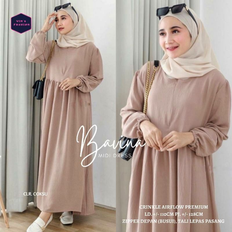 Share: Bavina Midi Dress Crinkle Airflow Premium Bavin Midi Dress Crinkle Shafa Midi Melvy Midi Crin