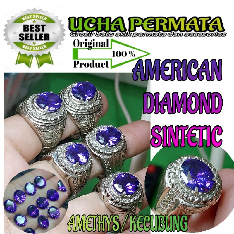batu cincin permata kecubung amethys cutting american diamond