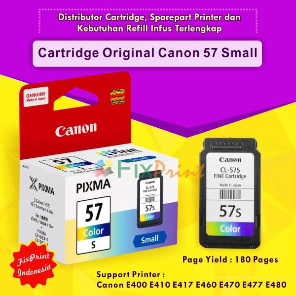 Cartridge Tinta Original Canon Small CL57S CL-57S CL 57 Small Color, Cartridge Printer Canon E400