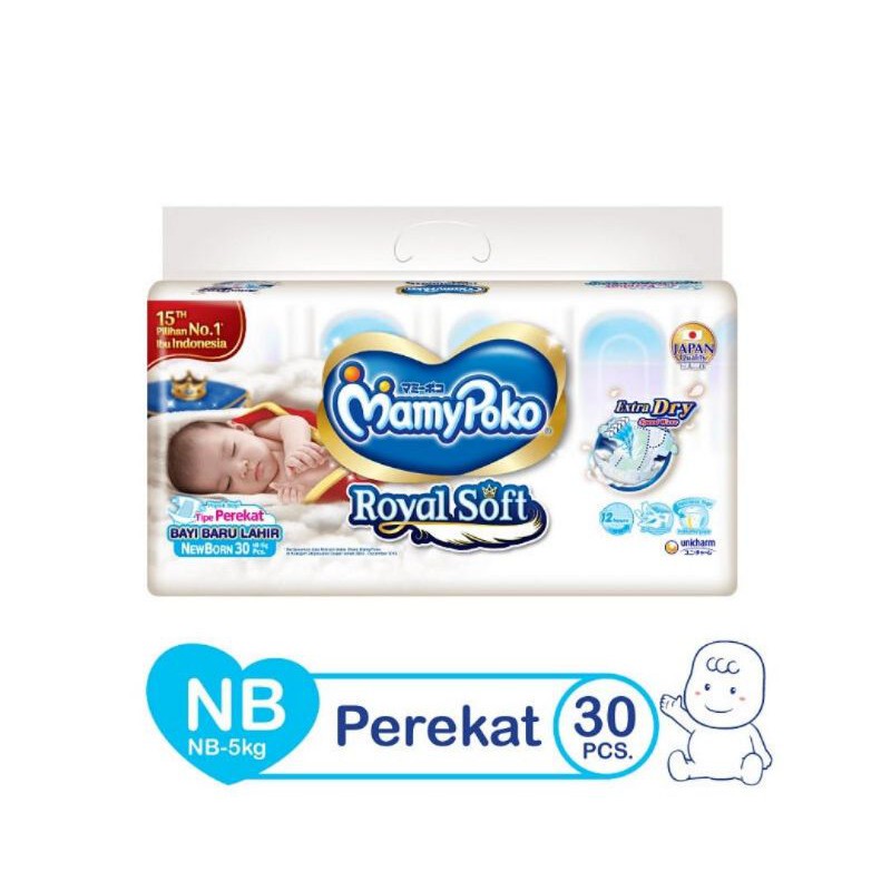 Mamypoko Tape Royal Soft Perekat NB30 S28 M26 L22