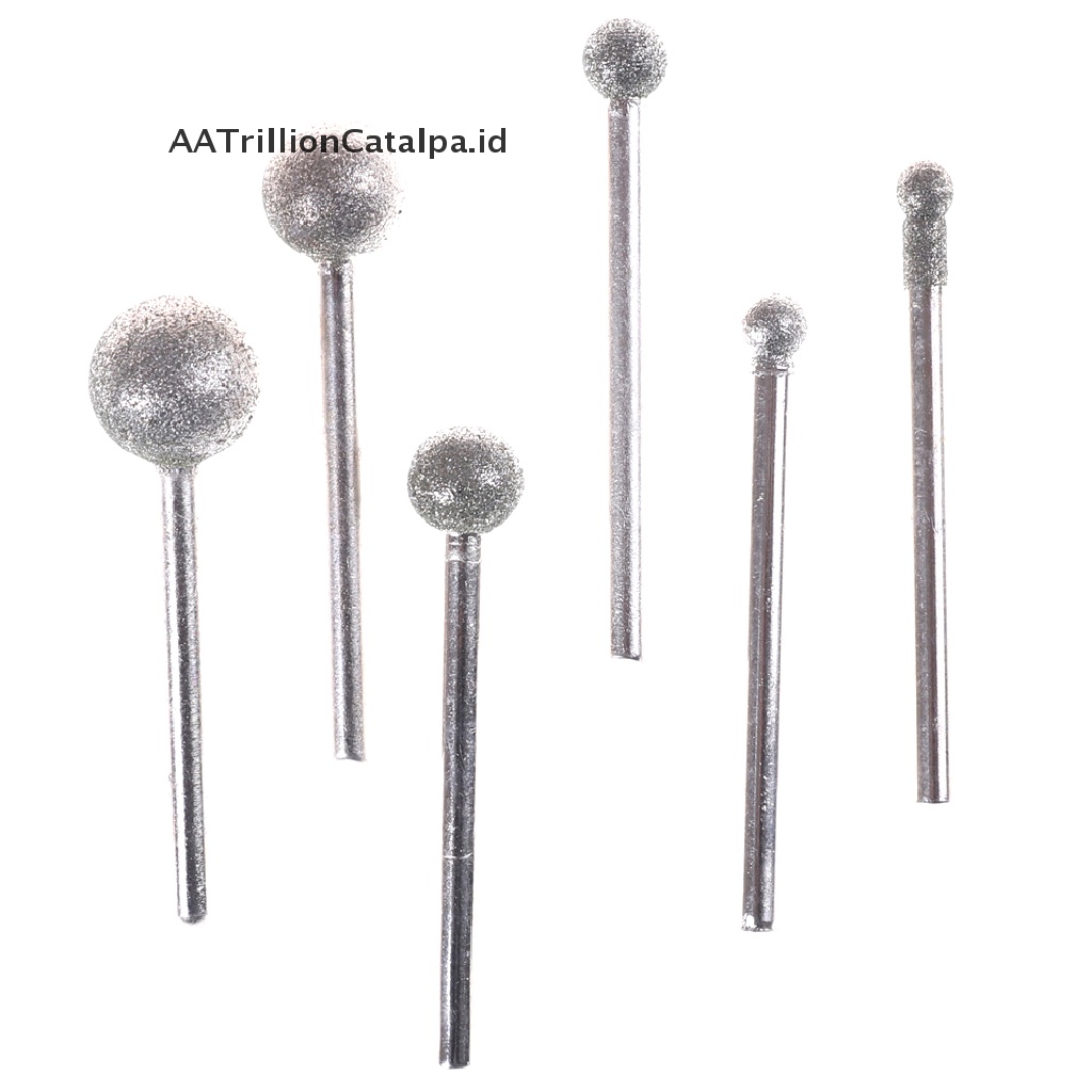 (AATrillionCatalpa) 6pcs Roda Gerinda Diamond Bulat 3mm Untuk Rotary Tool