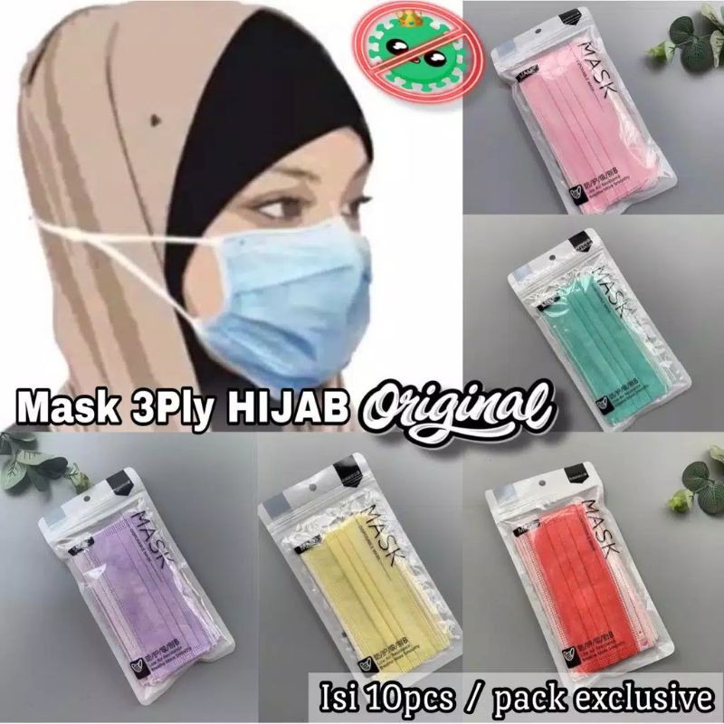 Masker hijab warna 3ply