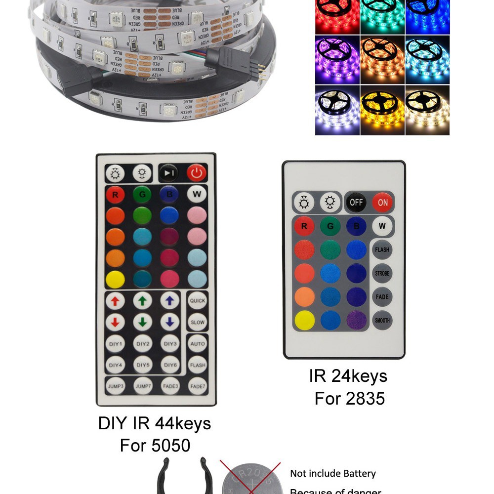 54D Led Strip RGB 2835 / 5050 IP65 12V Remote 10M 2 Cabang @5M