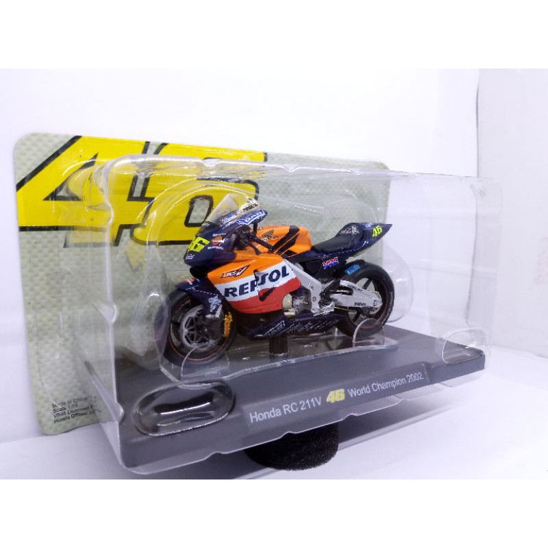 Diecast Leo Models Miniatur Motogp Honda RC 211V Rossi World Champion 2002