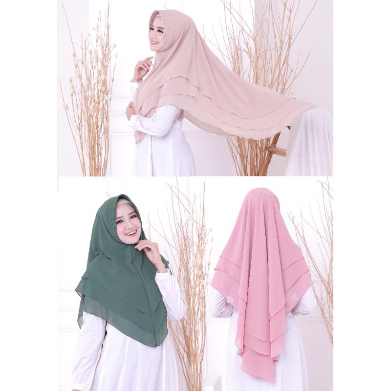 Khimar Ceruty Babydoll - Hijab 3 Layer - Khimar Azzara - Bahan Ceruty Premium - Hijab Syar'i