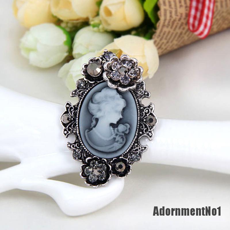 (Adornmentno1) 1pc Bros / Pin Gaya Victoria Motif Cameo Aksen Kristal Untuk Aksesoris Wanita / Pesta Pernikahan