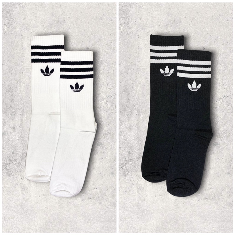 KAOS KAKI MOTIF ADIDAS HITAM PUTIH PREMIUM