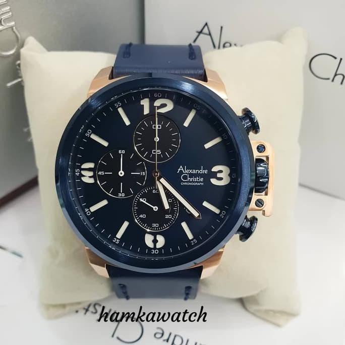 Super Sale jam tangan pria alexander cristie original ac6280 blue rose gold Ready Stock
