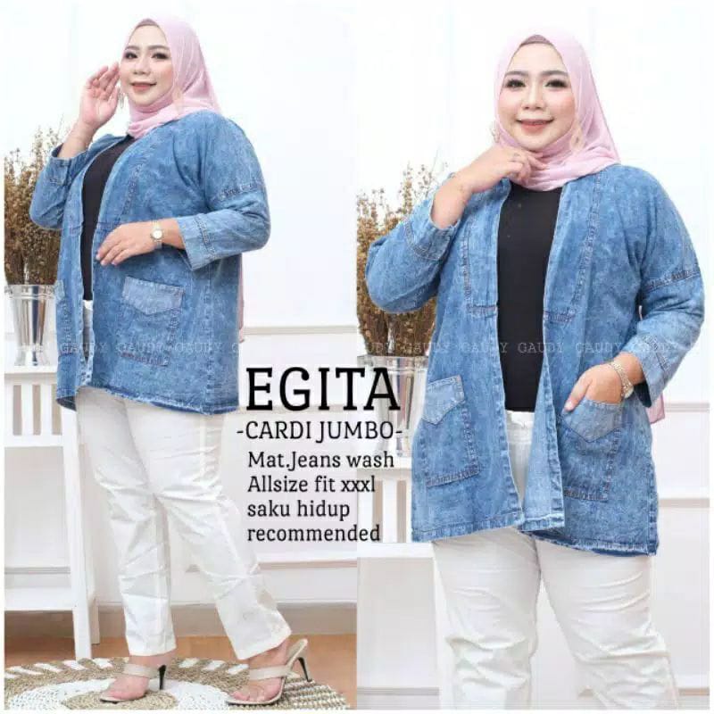 CARDIGAN JEANS WANITA JUMBO/ OUTER JEANS WANITA BIG SIZE / OUTER WANITA JUMBO/TERLARIS