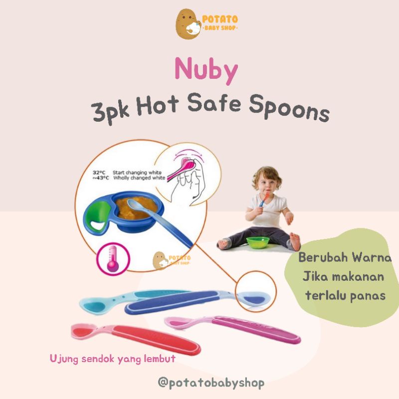 Nuby 3pk Hot Safe Spoon - Sendok Sensor Panas Isi 3pcs