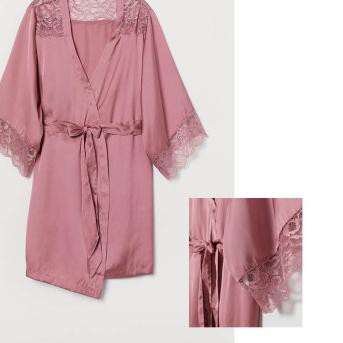 ◙ [ EB ] H*M HM Lace Kimono Pink - Red - Black - Grey Pajama baju tidur ➵