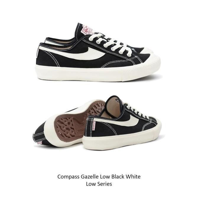 Compass Gazelle Low Black White New Original Bnib Full Set Sepatu Pria Talitagusnistoree