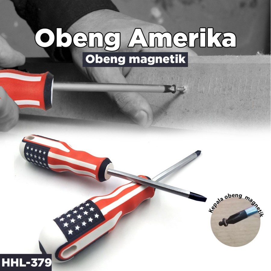 OBENG AMERIKA satu sisi obeng plus minus alat pertukangan