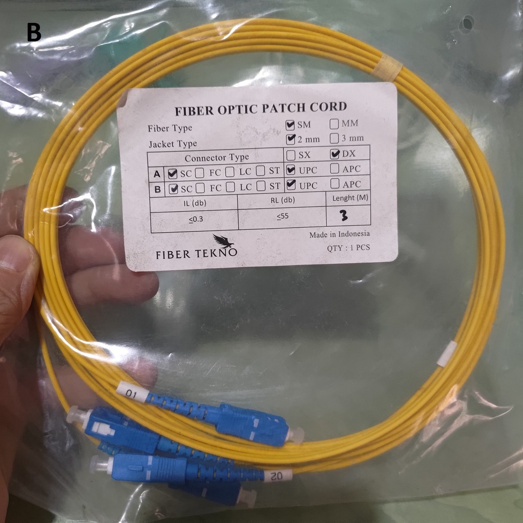 Patch Cord Fiber Optic 3m SM DX SC UPC Kabel Cable FO 3 meter