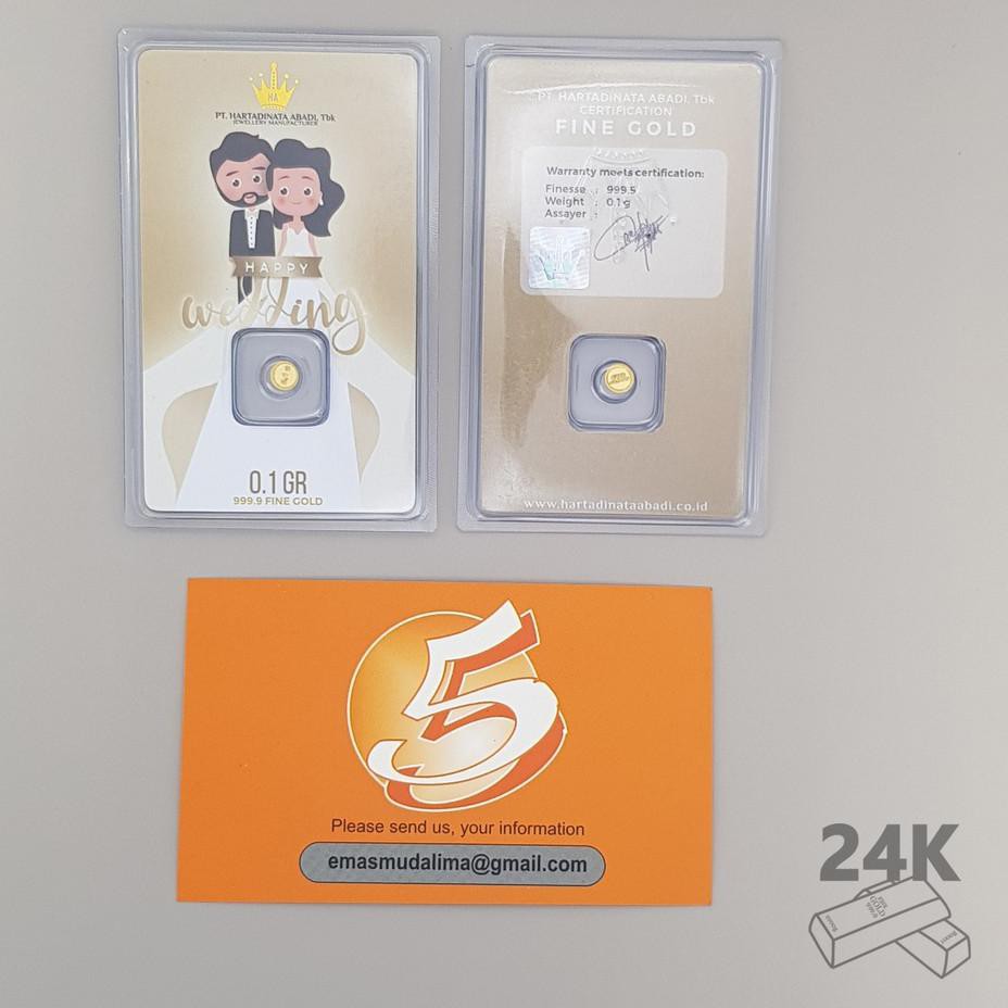 Diskon promo 7p Emas Mini Logam Mulia Hartadinata Edisi Happy Wedding 0,1 0.1 Gram (1) Gift Series /