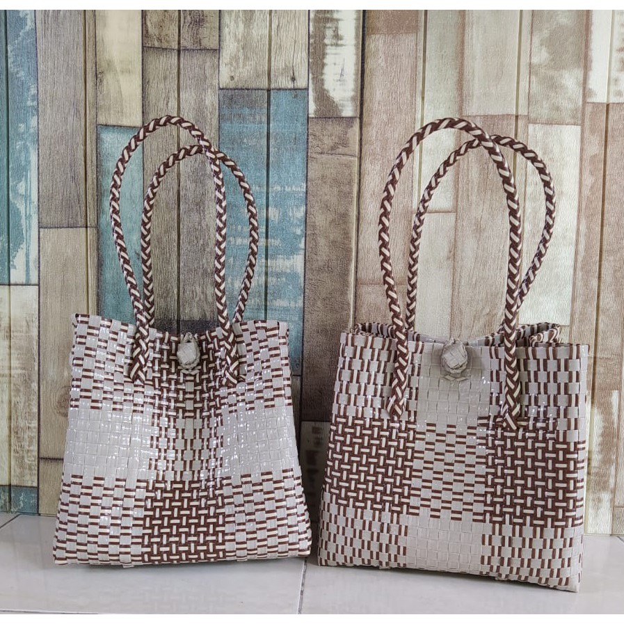 Totebag / Tas Anyaman / Tas Anyaman Plastik / Tas Jali Schokolade (Size L)