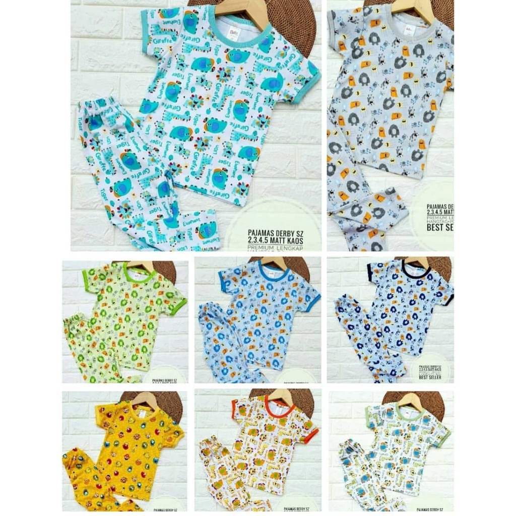 PAJAMAS DERBY ANAK (PENDEK) PREMIUM BOBOKIDS / PIYAMA BOBOKIDS / PAJAMAS KANCING BOBOKIDS