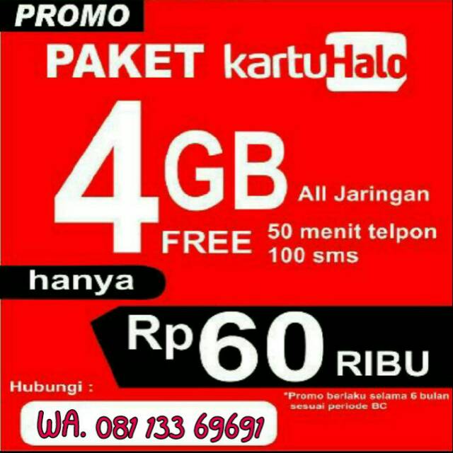Kartu halo 4gb paket internet