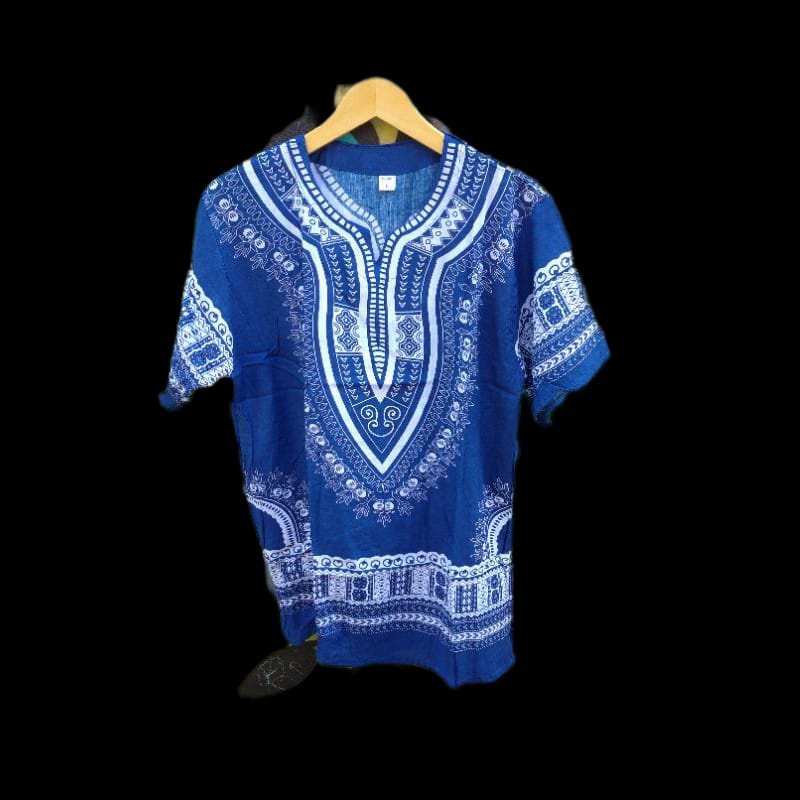 Atasan Unisex Baju Bali Motif Dashiki Hitam Putih