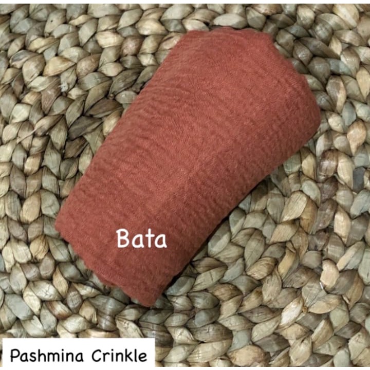 pashmina kusut polos / hijab pashmina crinkle premium-Bata