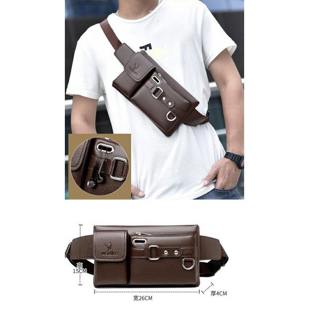 Tas Selempang Ravens Waist Bag Egsy- PU Leather / TAS Ravens Egsy/ Premium waistbag
