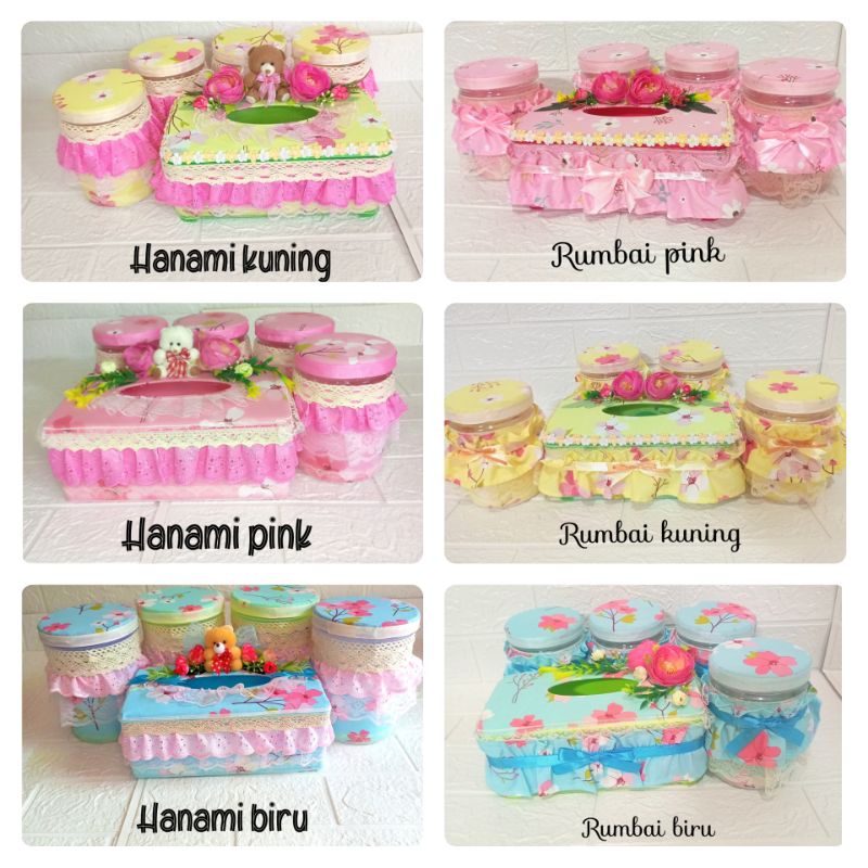 toples 800ml set lebaran isi 4toples + kotak tisu shabby