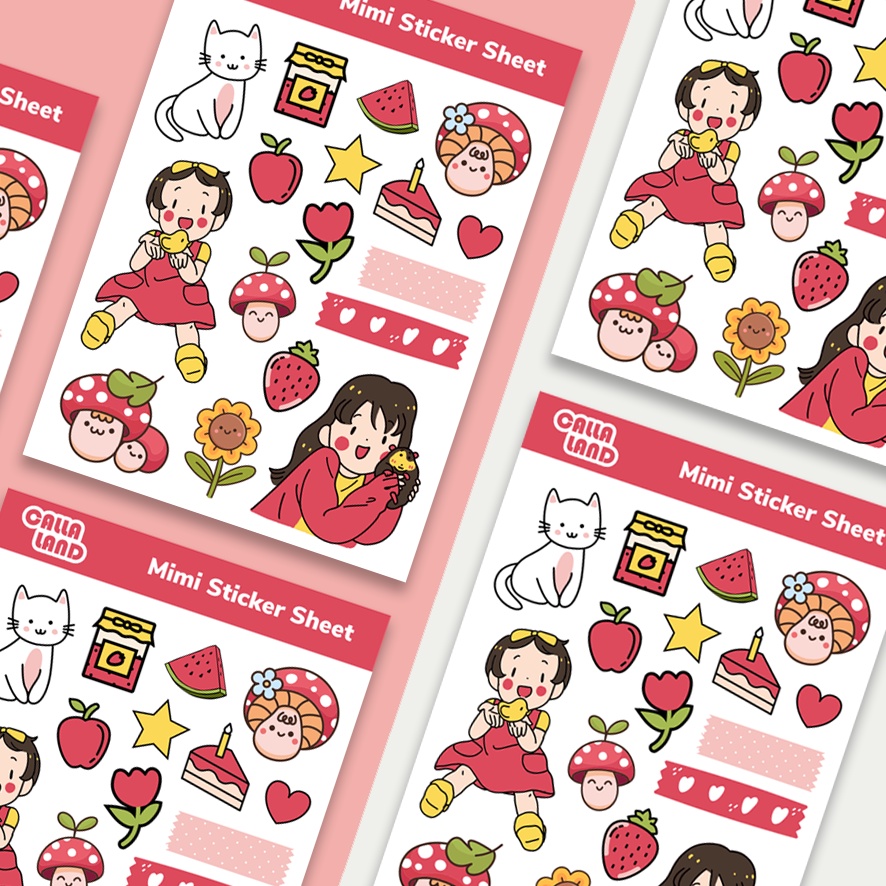 

Calla Land Sticker Sheet Bentuk [MIMI] Korean Cute Girl Aesthetic for Bullet Journal Decoration Planer Diary Scrapbook DIY Gift