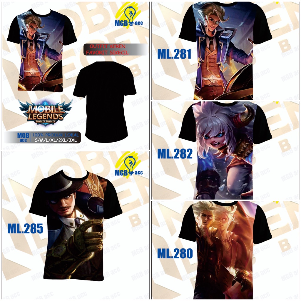 Kaos Baju Anak  Atasan Laki Laki Perempuan Sublim Printing Lucu Motif Hero Mobile legend Marksman