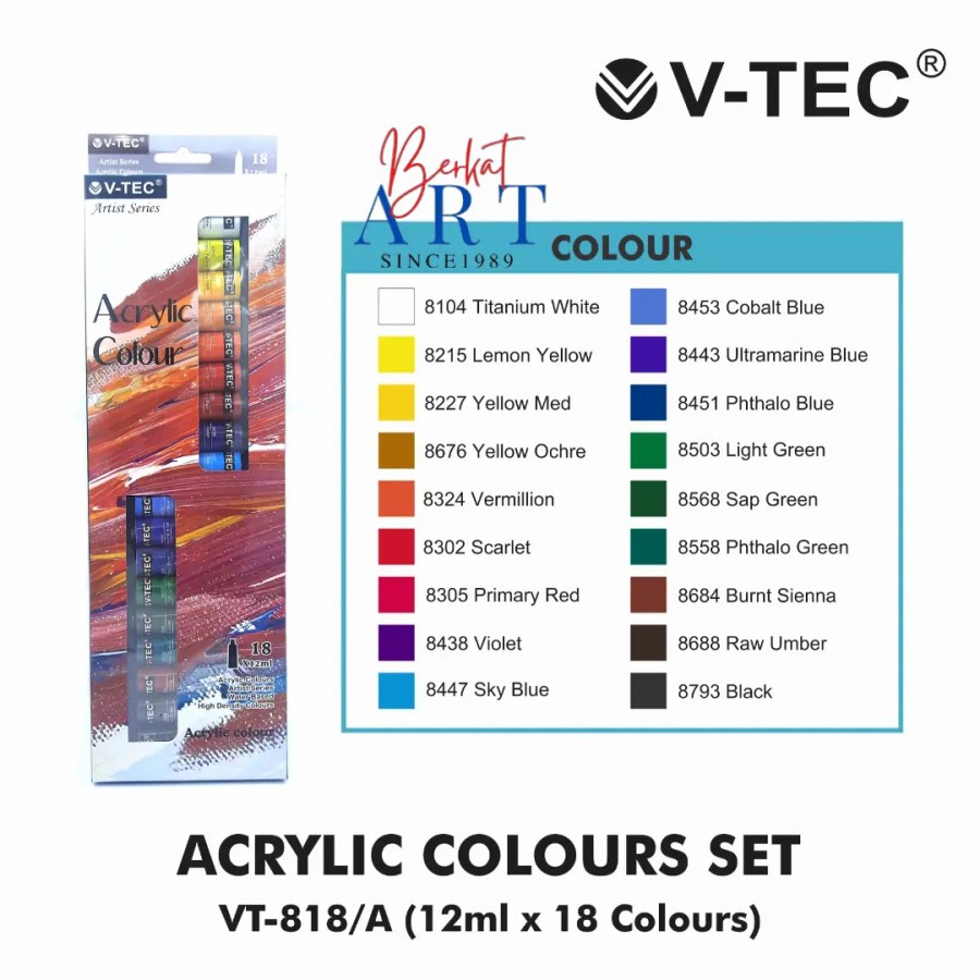 V-TEC Cat Akrilik / Acrylic Colour VTEC 18 Warna 12ml VT-818