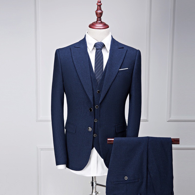 SETELAN BLAZER PRIA SEMI FORMAL WARNA NAVY 3IN1 - SUPER MODERN NAVY HIGH TWIST ORIGINAL NIKAYU