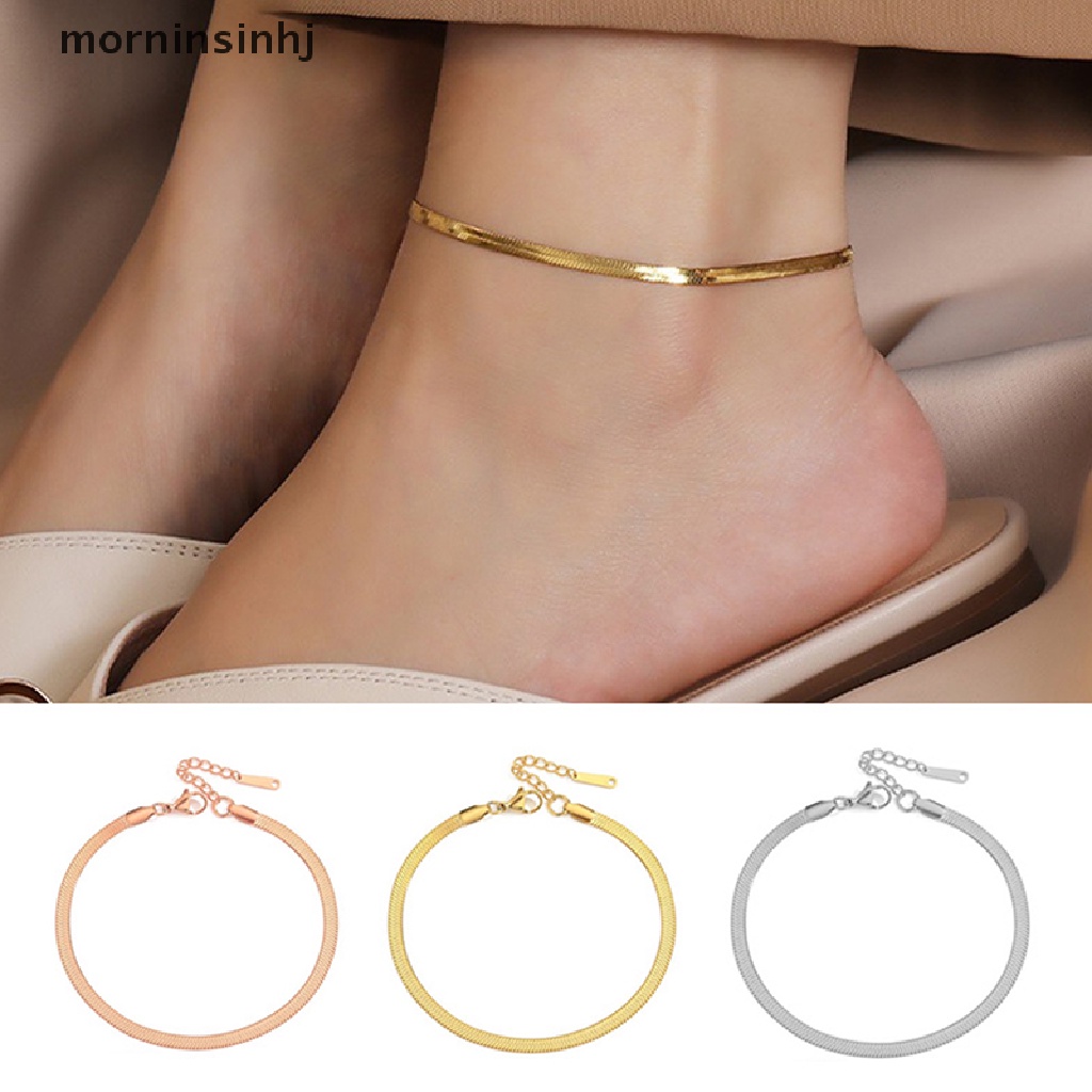 Gelang Kaki Rantai Ular Bahan Stainless Steel Untuk Pria / Wanita