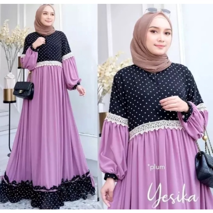 bisa COD (BAYAR DI TEMPAT) yesika dress model terlaris size S,M,L,XL gamis terbaru/baju wanita/pakai