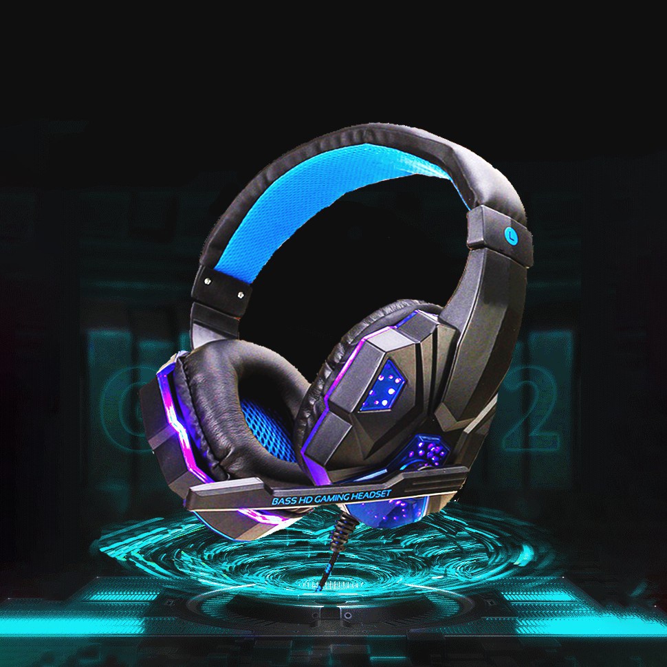 Headset Game RGB + Microphone Lampu LED 3D SY830 Kompatibel Dengan PC Laptop Komputer Smartphone