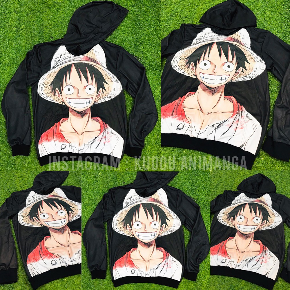 Hoodie Luffy Black Onepiece Anime Manga Premium Unisex