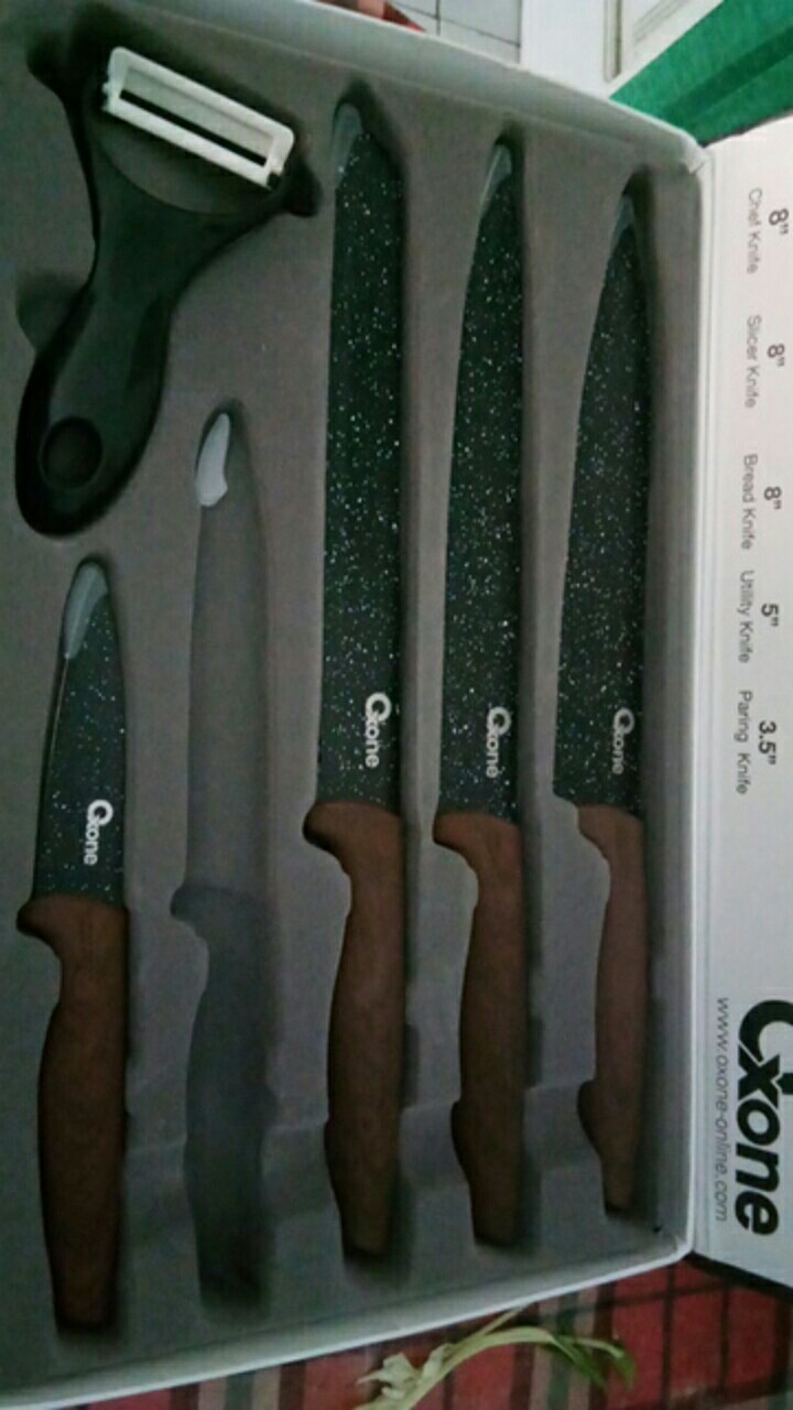 Oxone Pisau Set Marble Ox 605- Oxone Black Marble Knife Set Ox-605 - Pisau Set Oxone