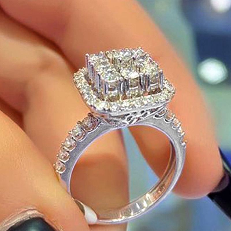 Cincin Cubic Zirconia Bling Untuk Wanita