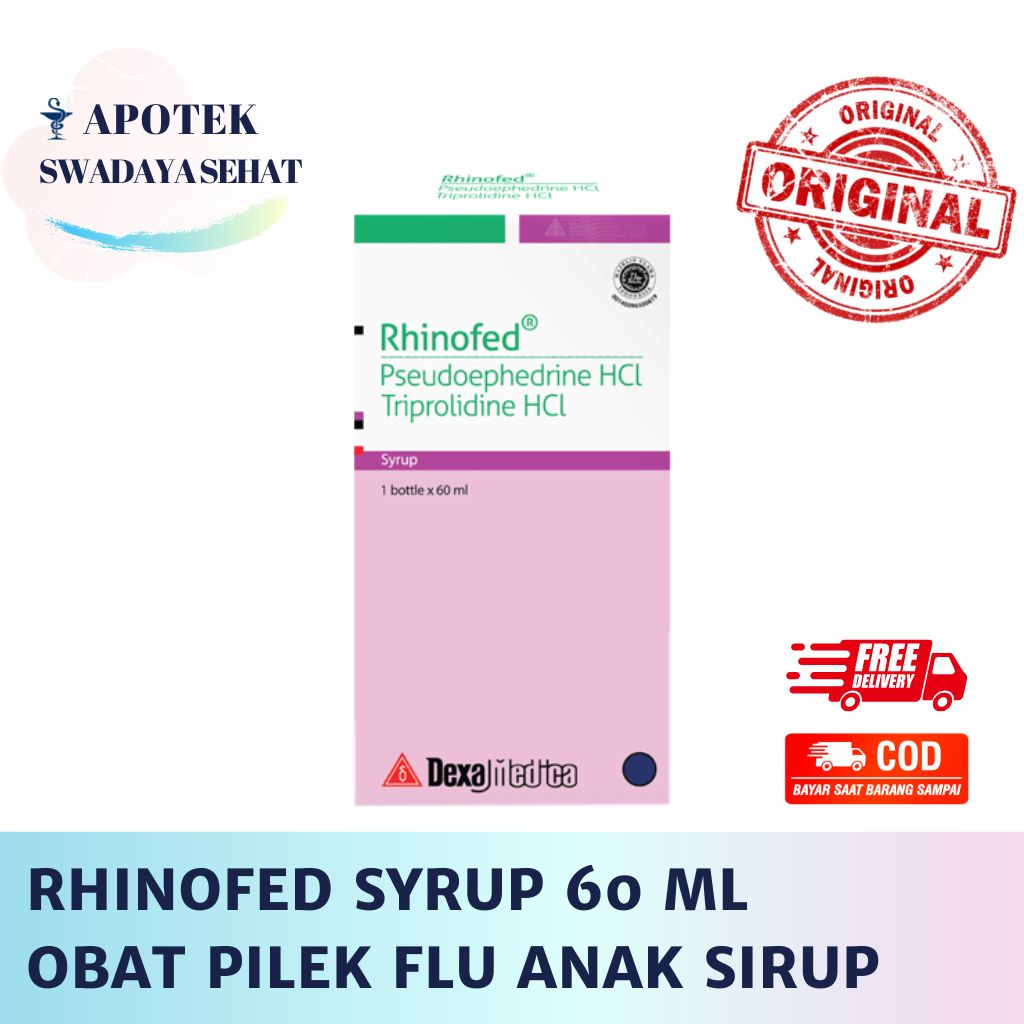 RHINOFED Syrup 60ML - Obat Pilek Flu Hidung Tersumbat Anak Sirup Rinofed Rhinoped