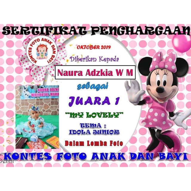 Sertifikat Custom Juara Piagam