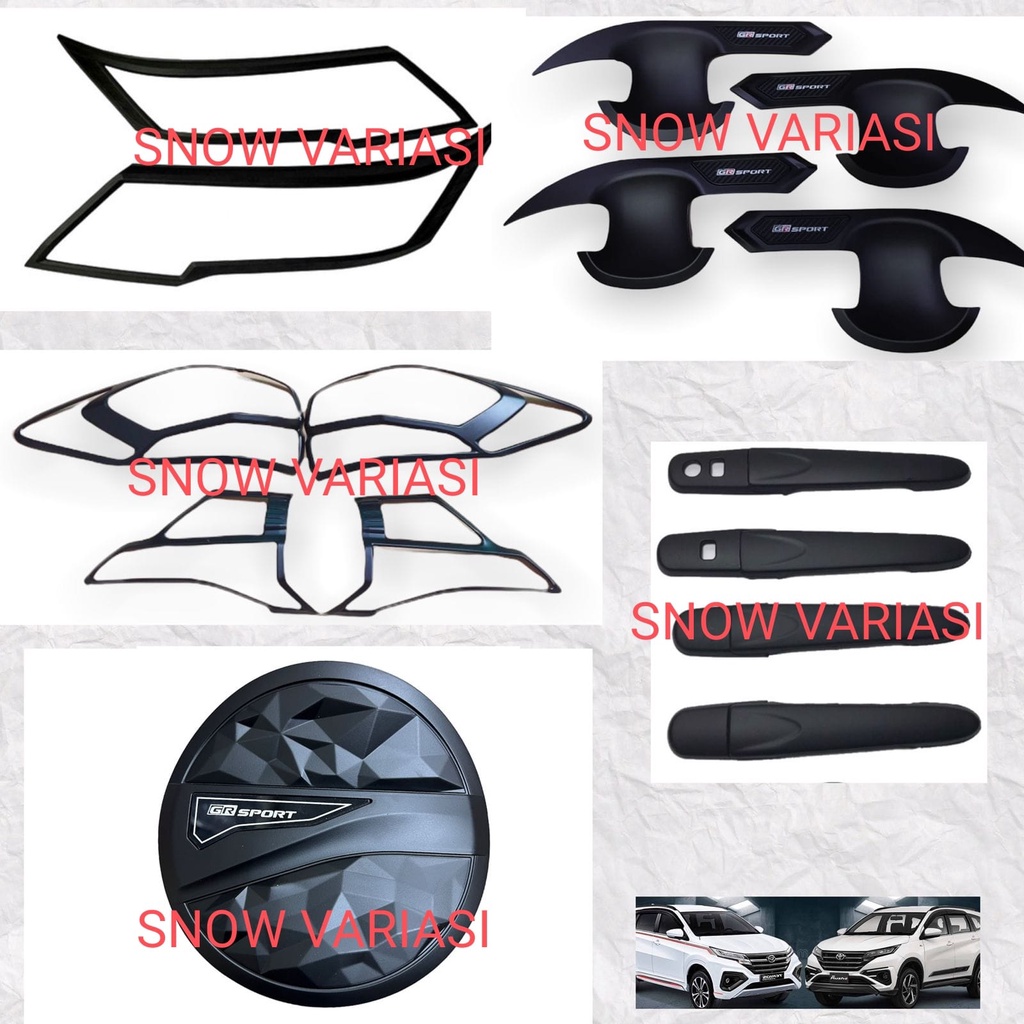 Paket Garnish Depan Belakang Outer Handle Tank Cover All New Rush Terios GR SPORT 2018 2020 2022 2023 Hitam