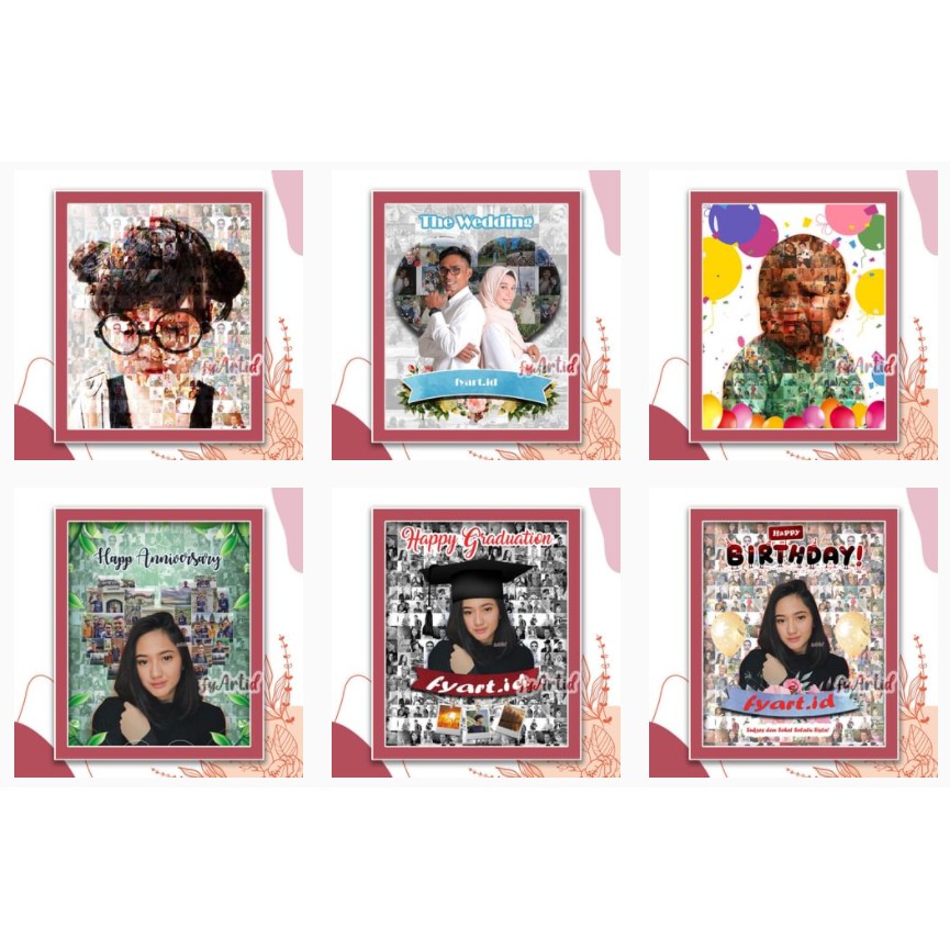 Mozaik Foto / Desain Mozaik / Mozaik / Mozaik Love / Kado Ultah / Kado Pernikahan / Karikatur Wajah