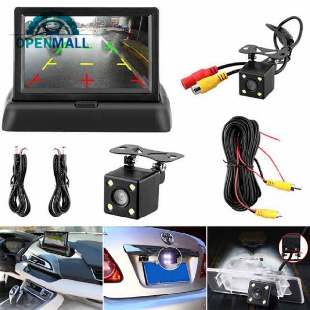 Kamera parkir mundur mobil universal dengan sensor gambar tajam dan kabel 5 meter