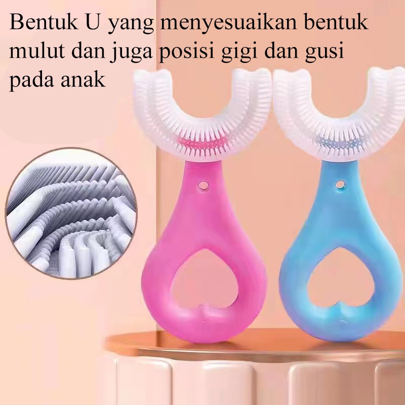 [1KG 68PCS] LBS Sikat Gigi Anak Bentuk U Bahan Silikon Training Toothbrush / Tooth Brush Baby Silicon type U Sikat Gigi Anak Sikat