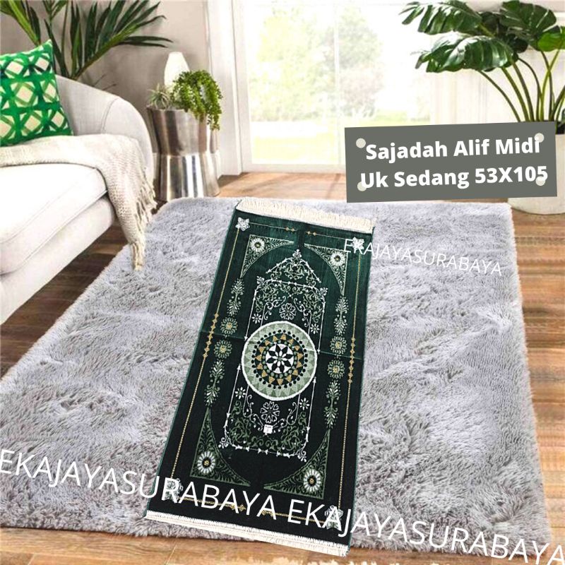 Sajadah ALIF MIDI/SEDANG Spigel Timbul Turkey Turkiye ukuran 53X105 cm souvenir umroh dan Haji