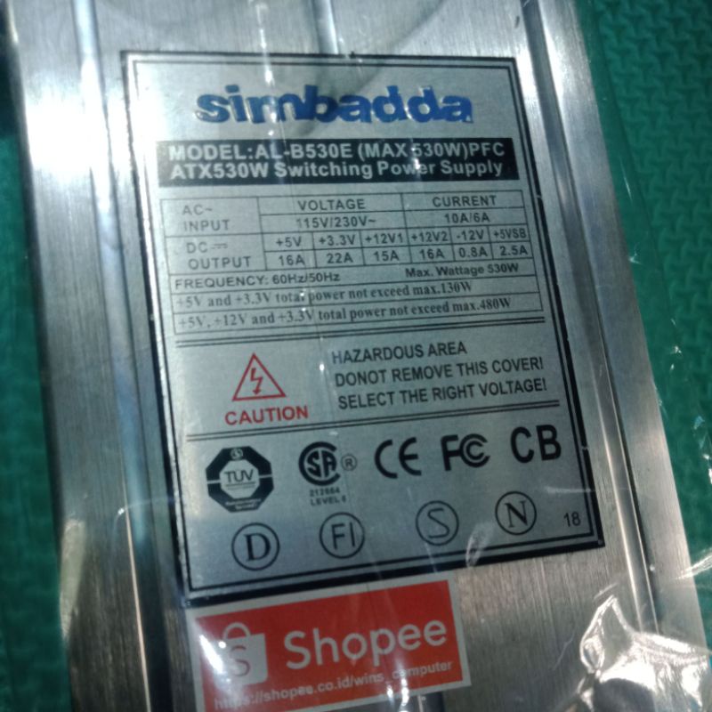 PSU SIMBADDA AL B530ATX pin 6+8