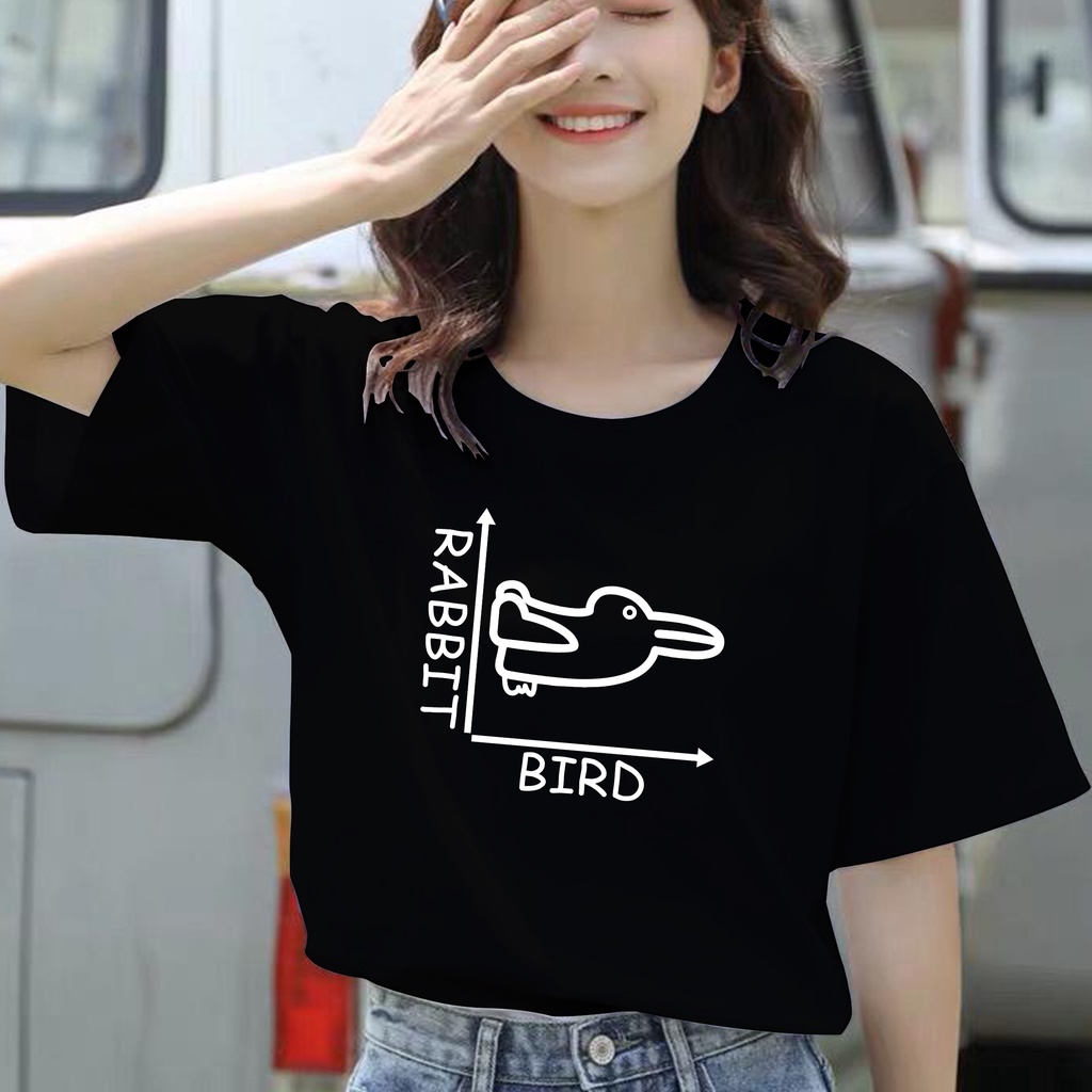 CALVIERO SHOP - BAJU KAOS ATASAN WANITA PRINT RABBIT BIRD