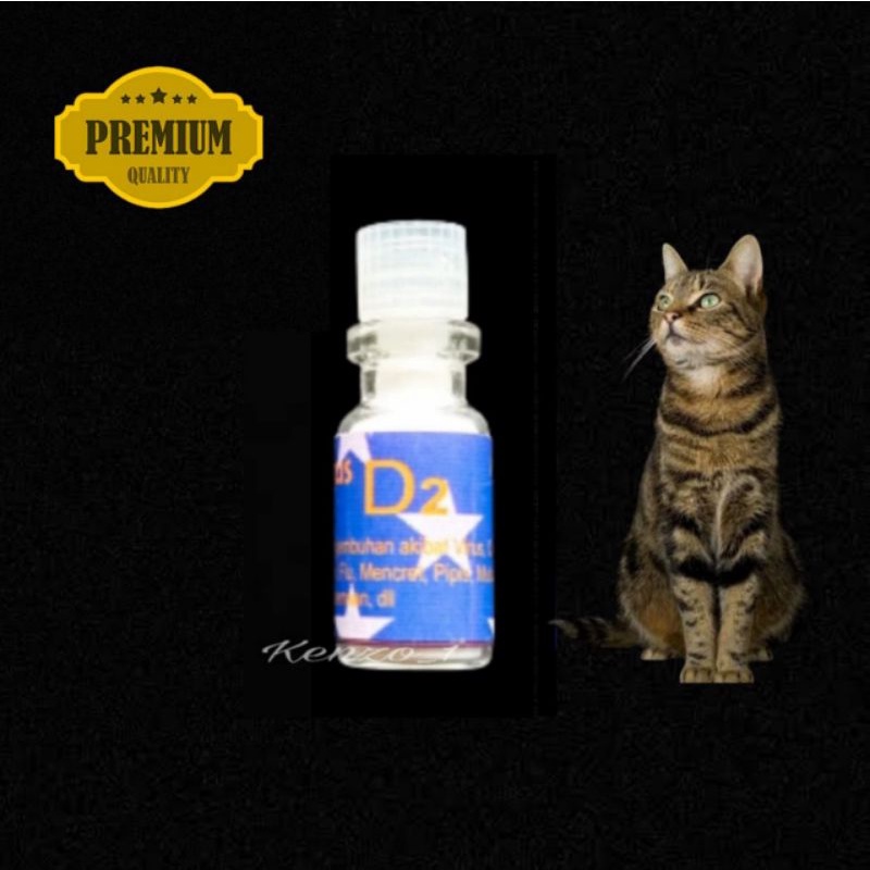 Obat vitamin Kucing D2 Original untuk Flu Bersin Batuk Pilek Sariawan Virus Calici Panleu Distemper Mencret Diare Pencernaan Muntah Masalah Pipis Mulut bau Berliur by uky amino