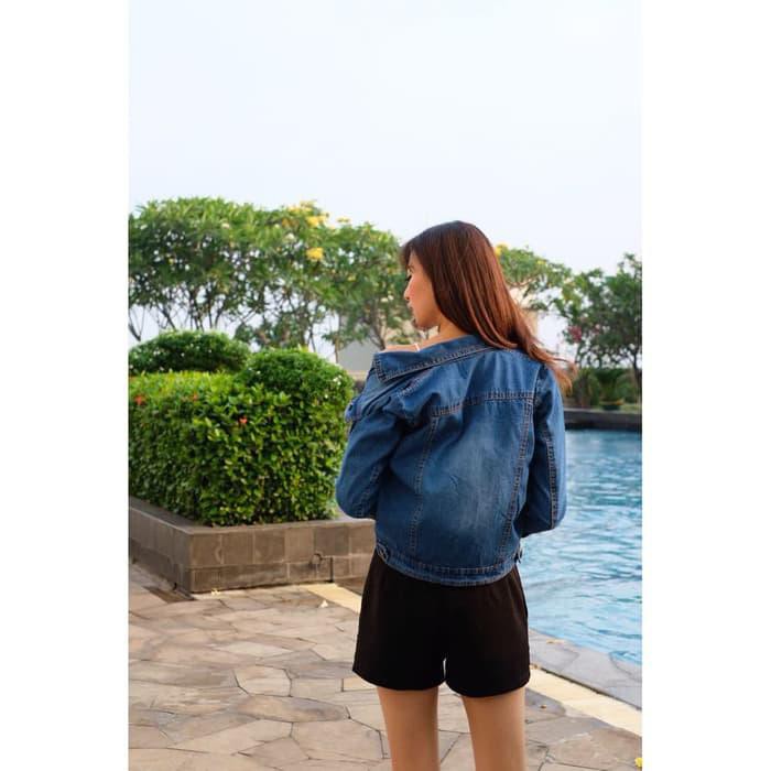 Terlaku Jaket Wanita - Baju Wanita Jaket Levis Afnia Dark (Jeans Tebal)