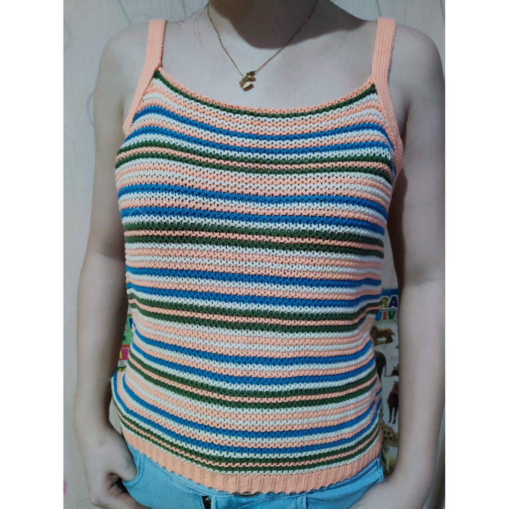 Korean Knit Crop Tank Top Tanktop Rajut