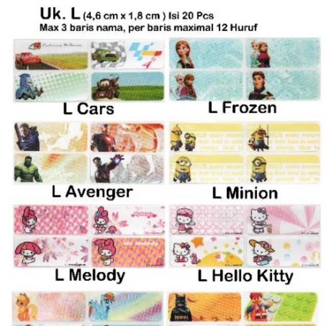 

Stiker Label Nama Waterproof Uk. L